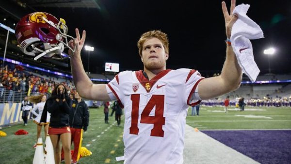 SEATTLE, WA - NOVEMBER 12: Quarterback Sam Darnold #14 of the USC Trojans heads off the field after beating the Washington Huskies 24-13 on November 12, 2016 at Husky Stadium in Seattle, Washington. (Photo by Otto Greule Jr/Getty Images)